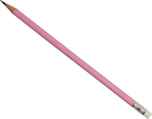 Pencil wooden with eraser pink isolated transparent. Top view. - 715038240
