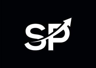 simple minimal letter SP arrow logo
