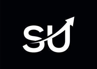 simple minimal letter SU arrow logo