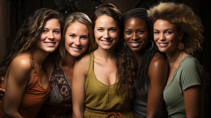 Fototapeta premium Diverse Women Body Positivity Group. Multicultural Femininity Variety