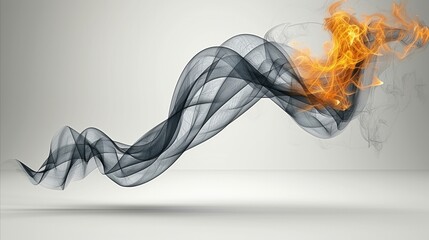 Abstract smoke and fire dynamic interaction over neutral background
