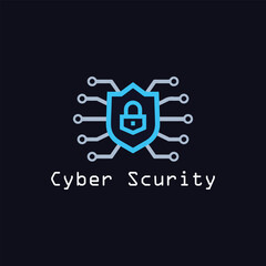 digital cyber security logo design vector