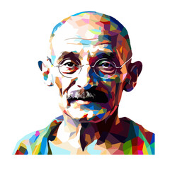 MAHATMA GANDHI LOW POLY ART ABSTRACT VECTOR