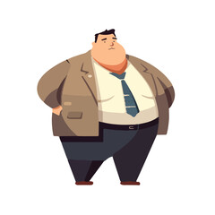 fat man with formal wear to office flat vector element