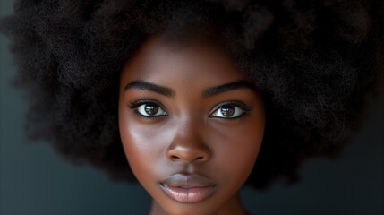 Portrait of a beautiful young black woman with natural hair
