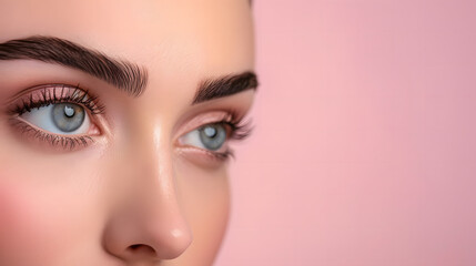 Fototapeta premium Perfect Eyebrows Close-up, Woman's Eyes Beauty, Microblading Effect