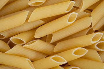 Assorted Uncooked Penne Pasta Close-Up