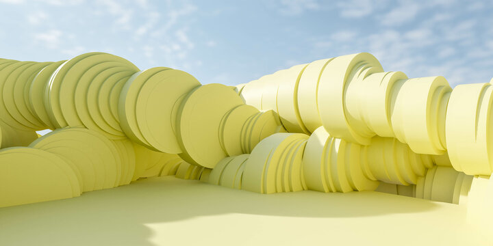 environment with Close Up of Yellow Object With Sky in Background 3d render illustration