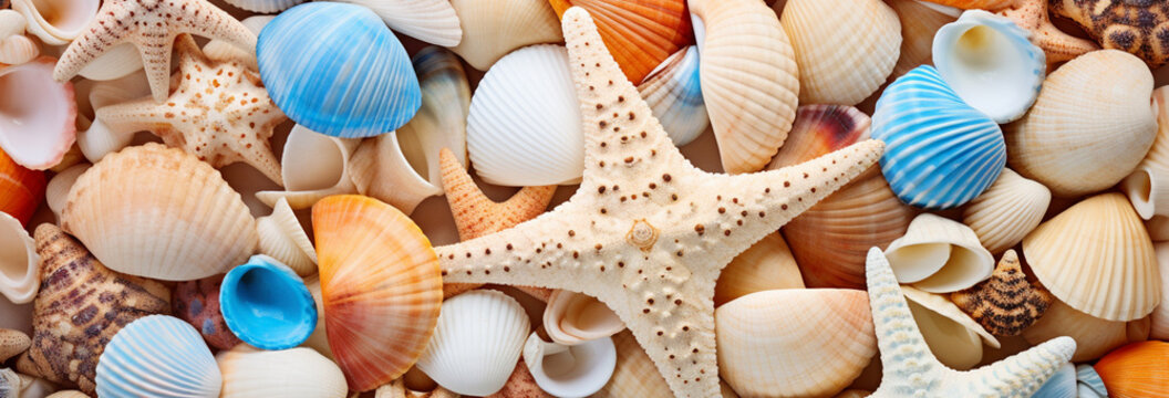 seashells background with copy space