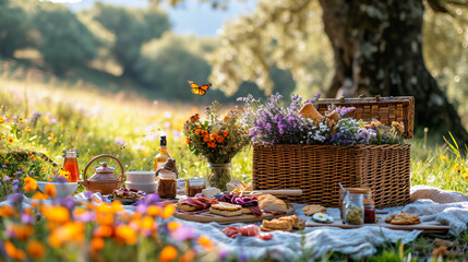 Picnic in the Garden. Fresh Food in the Summer