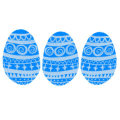 set of easter eggs blue color 