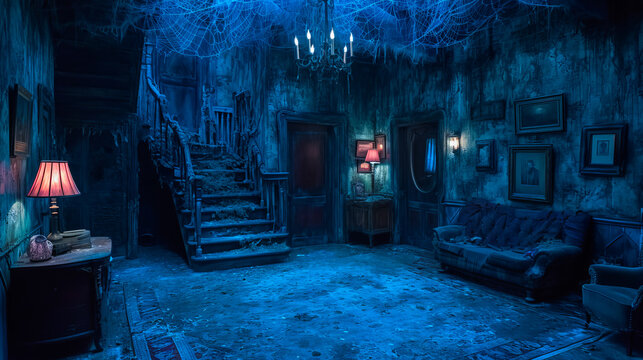 Scary Vintage Interior. Dark Fantasy House