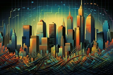 Illustration measuring stock market's volatility. Generative AI