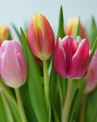 Bunch of tulips in different colors
