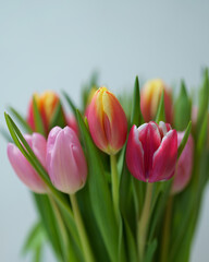 Bunch of tulips in different colors