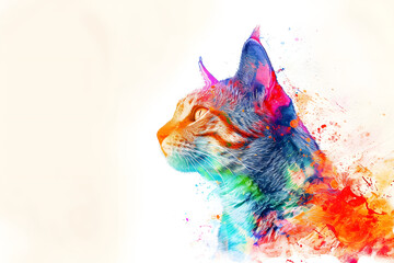 Verspielte Katzenkunst: Bunte Illustration einer niedlichen Katze für kreative Projekte
