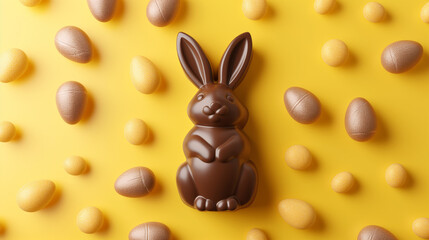 Obraz premium Rabbits and chocolate easter eggs