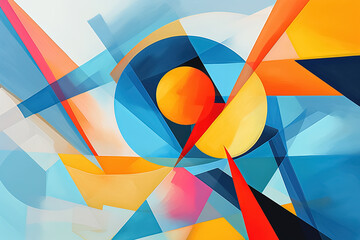 abstract colorful background with geometric shapes and lines. Generative Ai