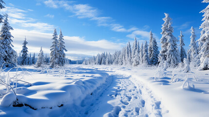 Fototapeta na wymiar Winter landscape. Trees in the snow