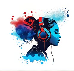 dj girl in headphones