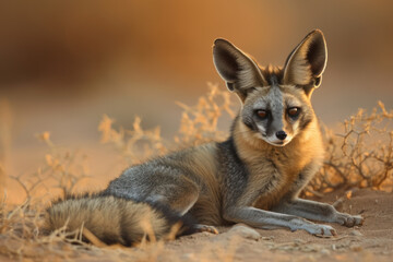 Bat-eared fox (Otocyon megalotis) , Kalahari desert, South Africa