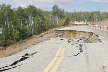 Washed out road, Wyoming
