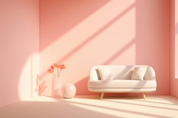 Stylish Pink Interior with Modern Sofa