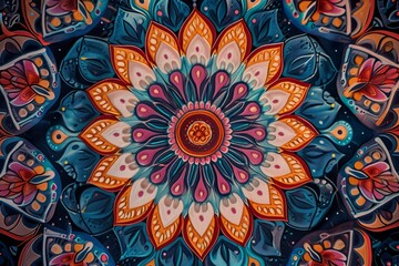 Vibrant Mandala Art with Intricate Floral Patterns
