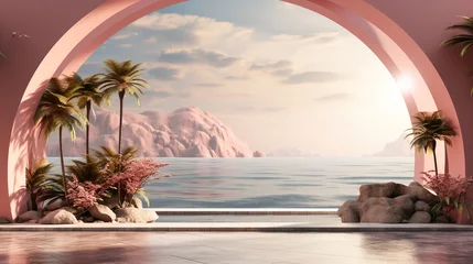 Photo sur Plexiglas Blanche Fantasy world. Surreal beautiful  pink landscape