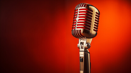 Microphone Stand in the Comedy Club. Banner with place for text