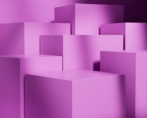 Abstract pink geometric podiums for minimal mockup product display. Minimal scene. Stage for showcase, Mockup product display.