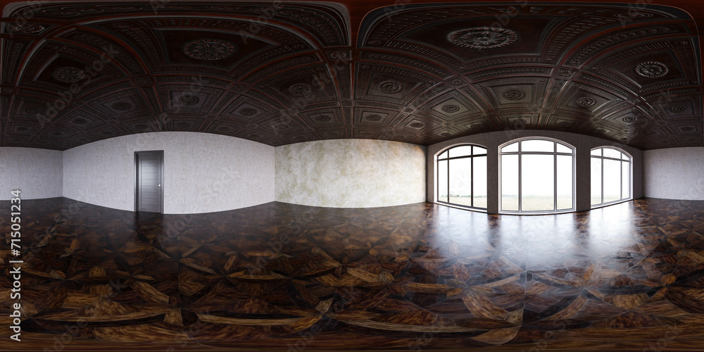Poster spacious room filled with multiple large windows for natural light 360 panorama vr environment map
