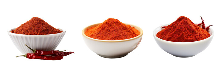 Set of chili powder isolated on a transparent background