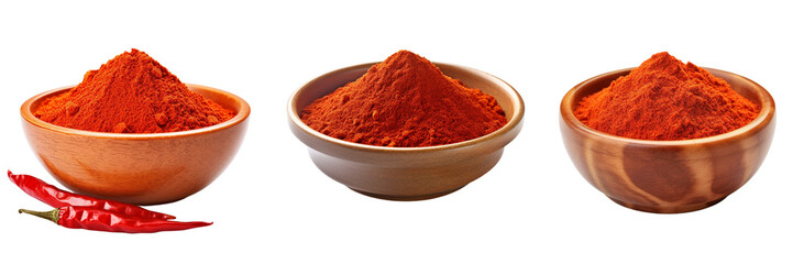 Set of chili powder isolated on a transparent background 