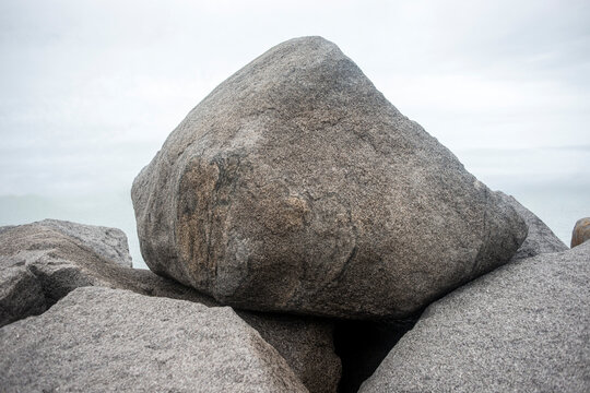granite boulders used as sea defence against coastal erosion