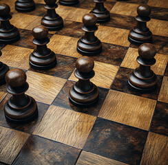 Close Up of Chess Board With Pieces, Strategy Game Challenge for Thinkers