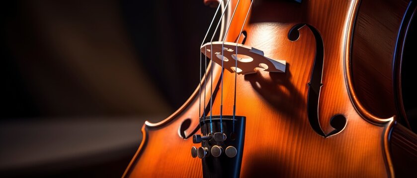Close Up of Violin on Black Background