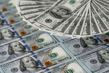 Stack of Hundred Dollar Bills, A Pile of Currency in a Solid Formation. A pile of neatly stacked hundred-dollar bills, creating a solid formation.