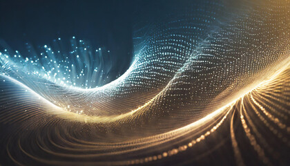 essence of change and expansion with a vibrant glowing wave flowing through abstract particles