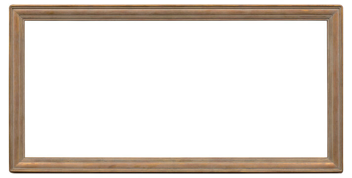 Narrow wooden picture frame in PNG format on a transparent background.