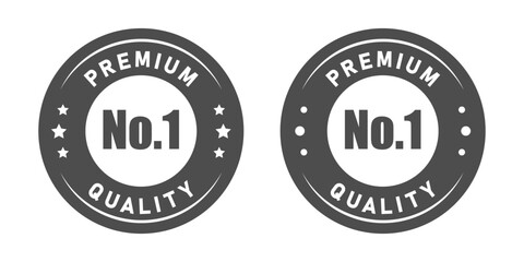 No 1 premium quality logo stamp set with star in grey and white color. No.1 quality logo grey icon vector design for brand label or banner