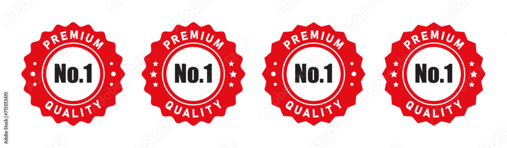 Poster no 1 premium quality logo stamp set with pointed and rounded zig zag style in red and white color. n