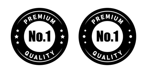Fototapeta na wymiar No 1 premium quality logo stamp set with star in black and white color. No.1 quality logo black icon vector design for brand label or banner