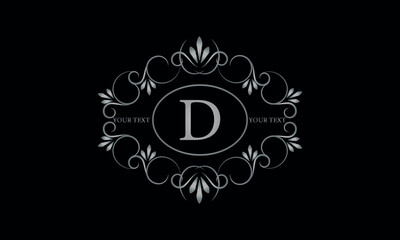 Logo design for hotel, restaurant and others. Monogram design with luxury letter D on dark background