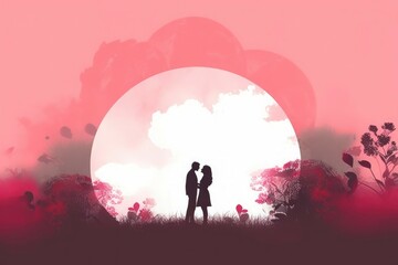 Background with romantic couple with space for text, Valentine's Day