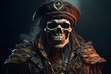 skeleton of a pirate - obrazy, fototapety, plakaty