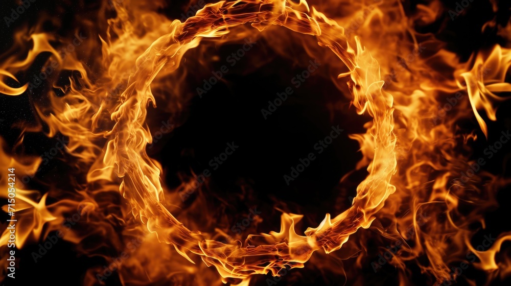 Wall mural A ring of fire on a black background. Can be used as a background or for special effects