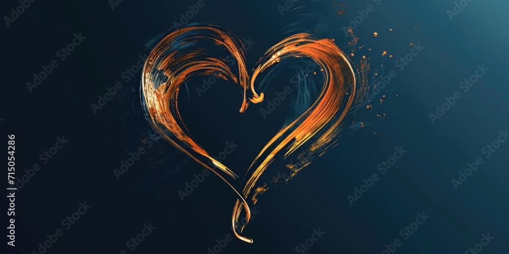 Poster a heart made out of orange and black paint. this versatile image can be used for various creative pr