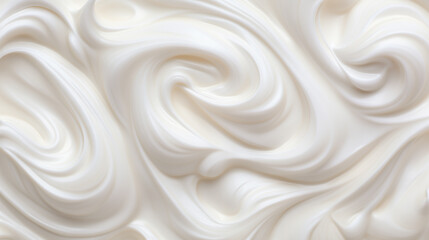 Texture of whipped white cream with smooth waves close-up. Detailed glossy mouth-watering cream sweet background for the pastry chef. - 715054235