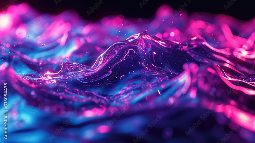 Poster A close up view of a vibrant purple and blue liquid. This image can be used to represent science experiments, colorful fluids, or abstract concepts.
